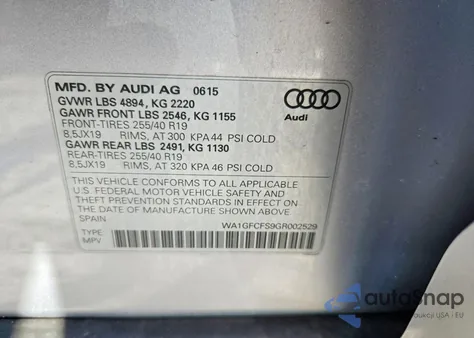 2016 Audi Q3 Prestige z USA, uszkodzony, nr VIN WA1GFCFS9GR002529